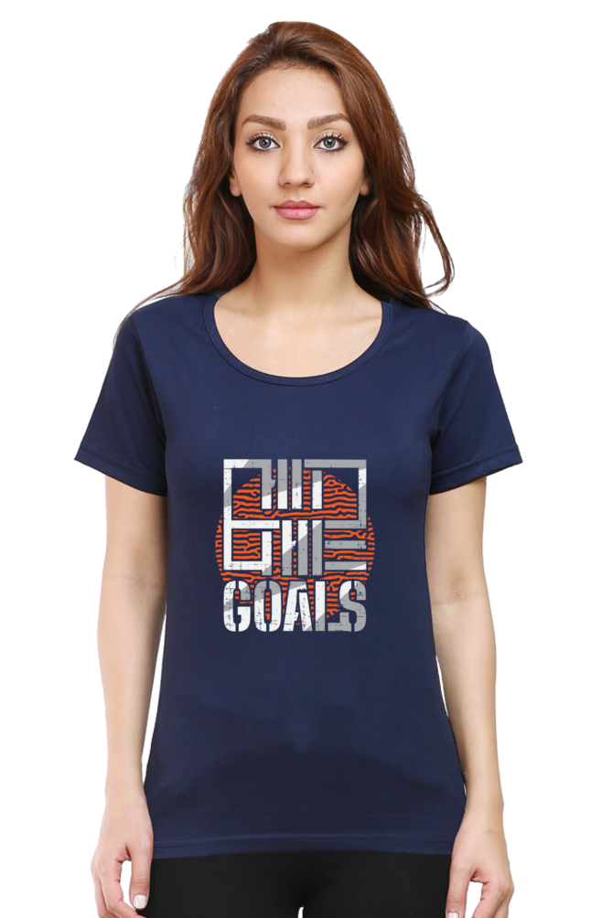Hit The Goals Women’s T-Shirt - Navy Blue / S