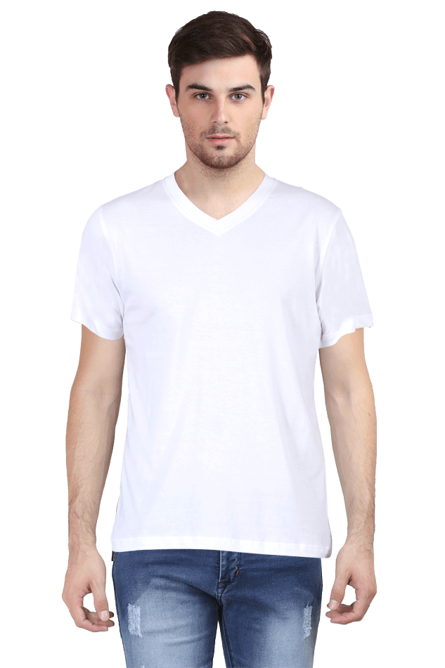 Vneck Half Sleeve color t shirt white