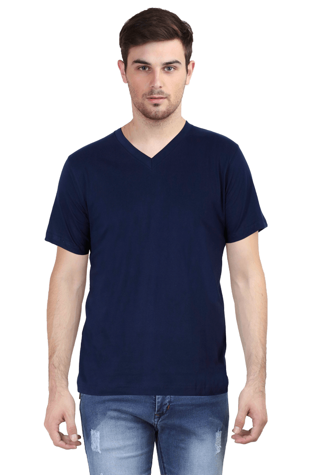 Vneck Half Sleeve color t shirt dark blue