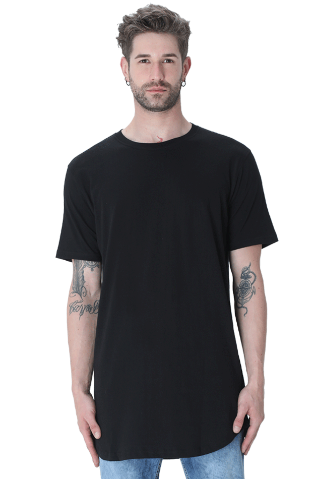 Longline Curved TShirt black