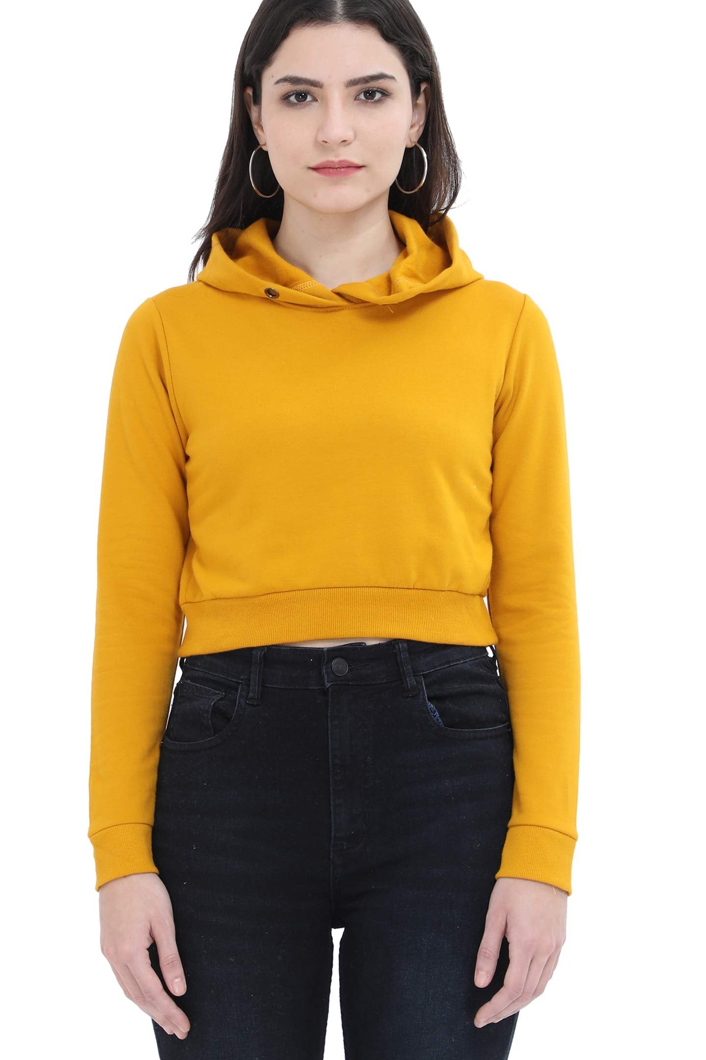 Crop Hoodies - Mustard Yellow / S - plains