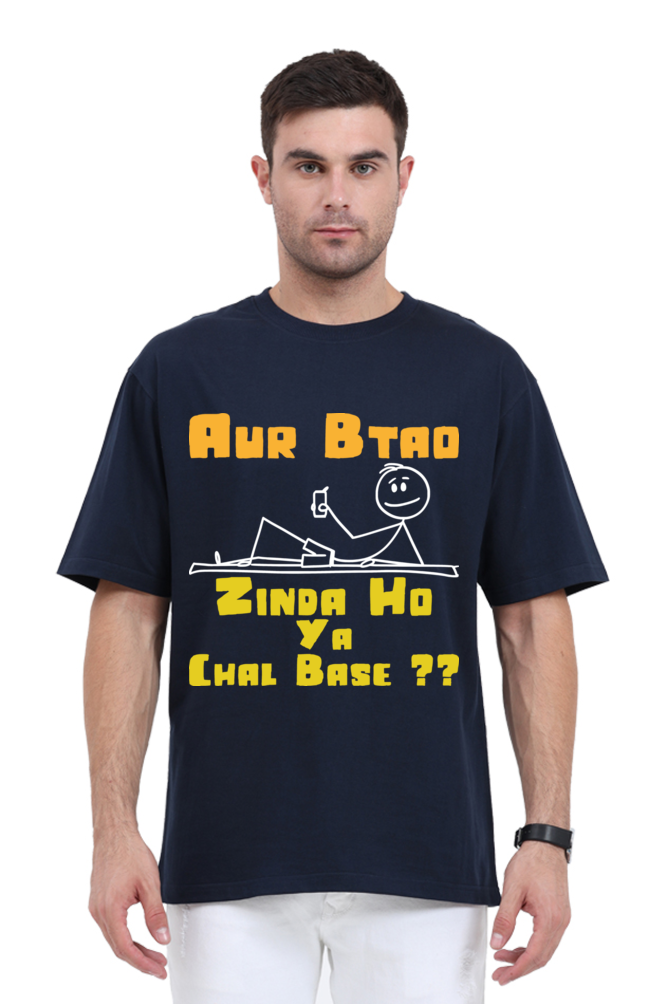 unisex oversized shirt with front print navy blue