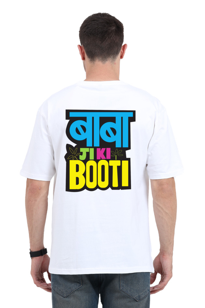 oversized back print t shirt mens white color