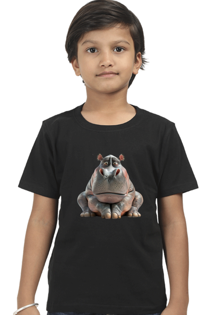 Grumpy Hippo Boys T-shirt - Black / 5Yrs