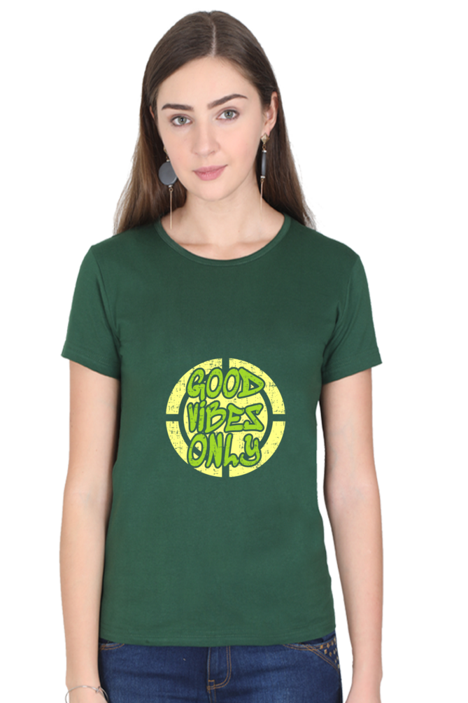Good Vibes Only Women’s T-Shirt - Bottle Green / S