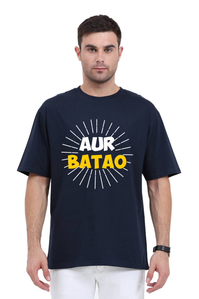 Aur Batao Unisex Oversized T-shirt - Navy Blue / S