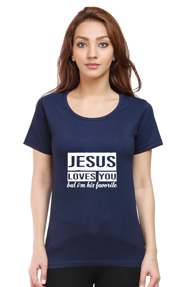 Jesus Loves You But I’m His Favourite Women’s T-Shirt - Navy Blue / S