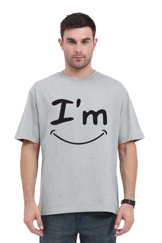 I’m Fine Unisex Oversized T-shirt - Grey Melange / S