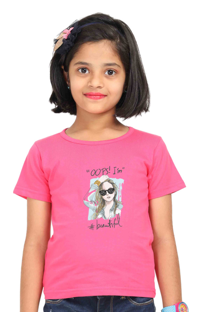 Oops I’m Beautiful Girls T-shirt - Pink / 0-12M
