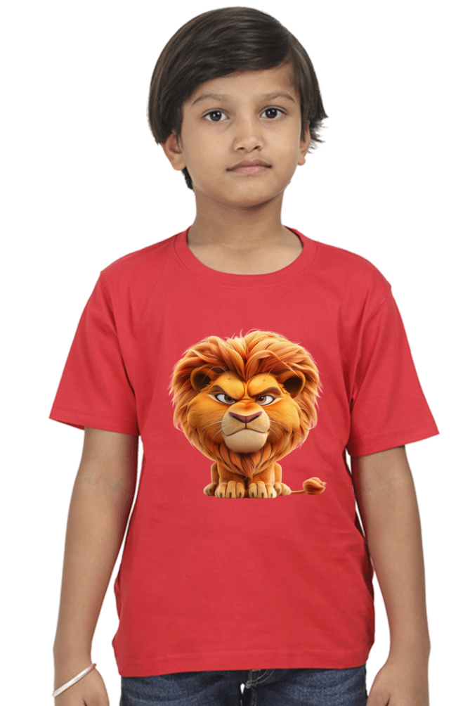 Grumpy Lion Boys T-shirt - Red / 5Yrs