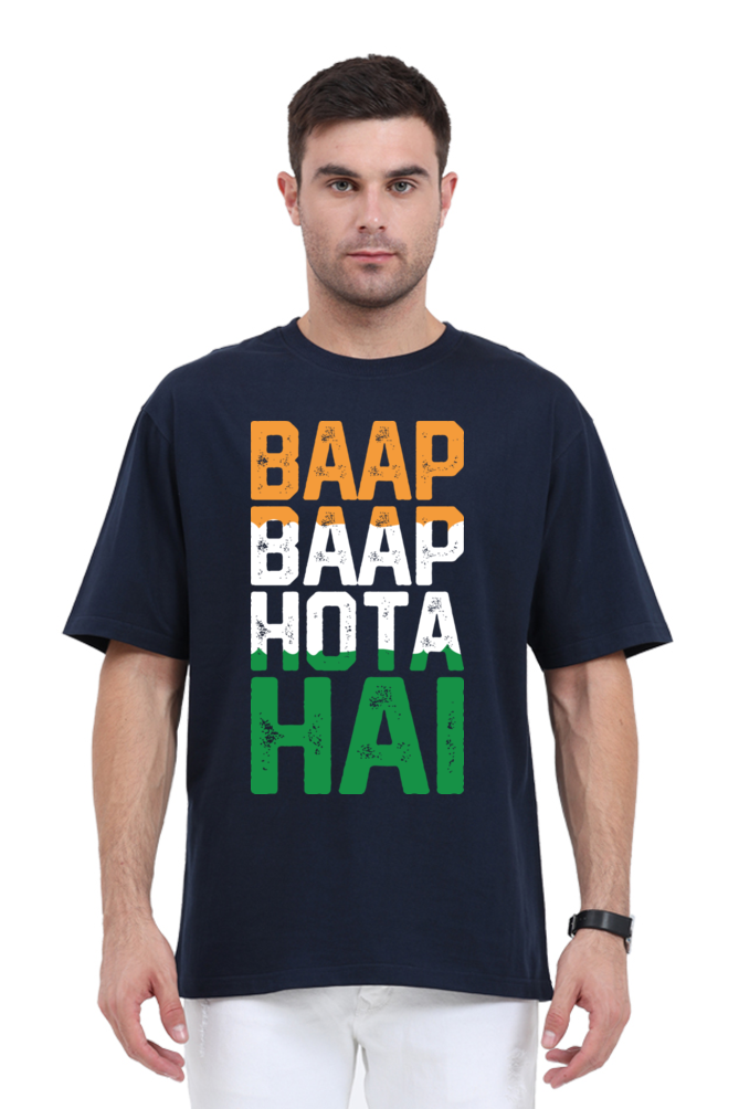 unisex fronted printed oversized t shirt navy blue color