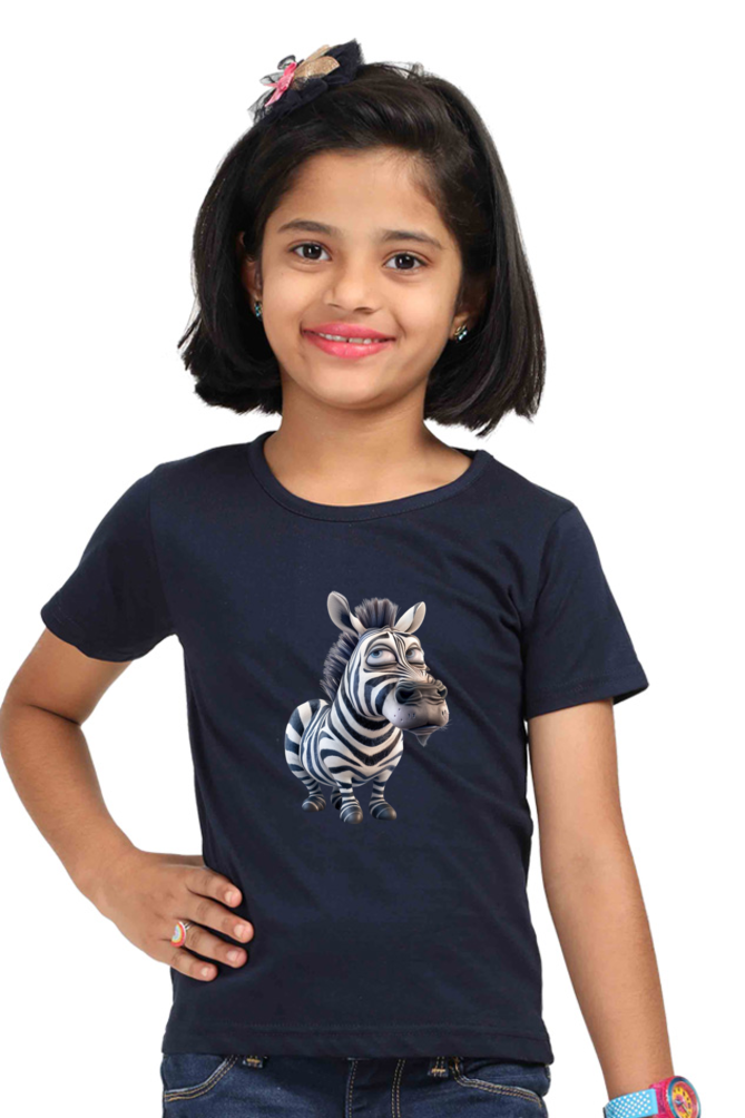 Grumpy Zebra Girls T-shirt - Navy Blue / 5Yrs