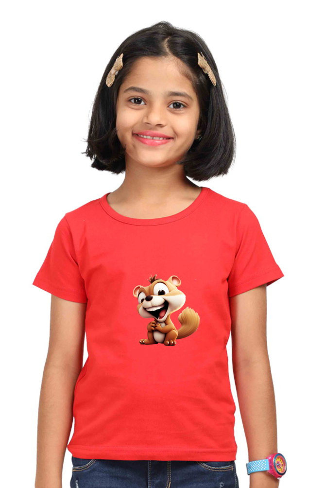 Happy Squirrel Girls T-Shirt - Red / 5Yrs
