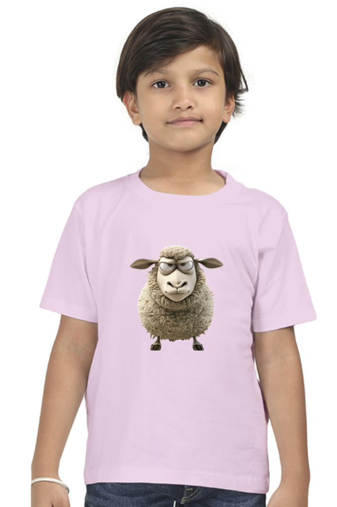 Grumpy Sheep Boys T-shirt - Light Baby Pink / 5Yrs
