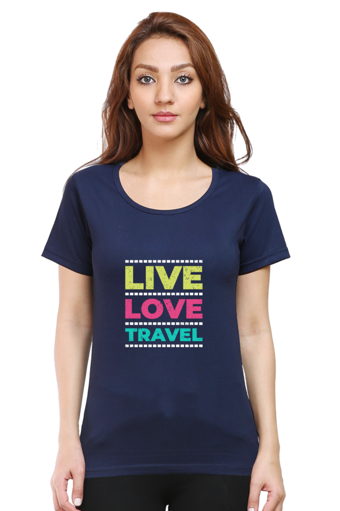 Live Love Travel Women’s T-Shirt - Navy Blue / S