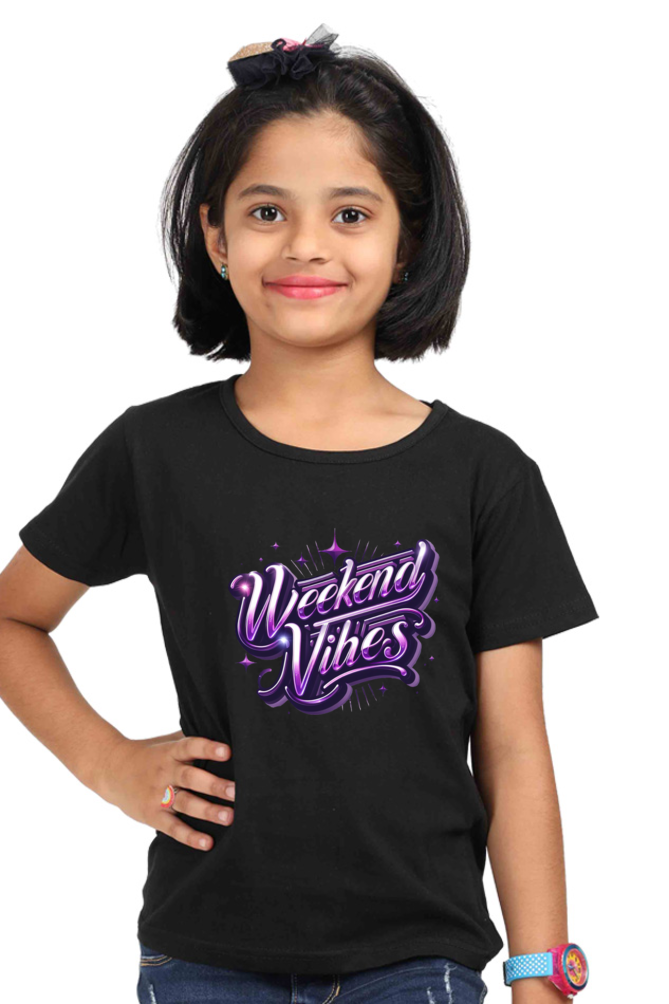 Weekend Vibes Girls T-Shirt - Black / 24-35