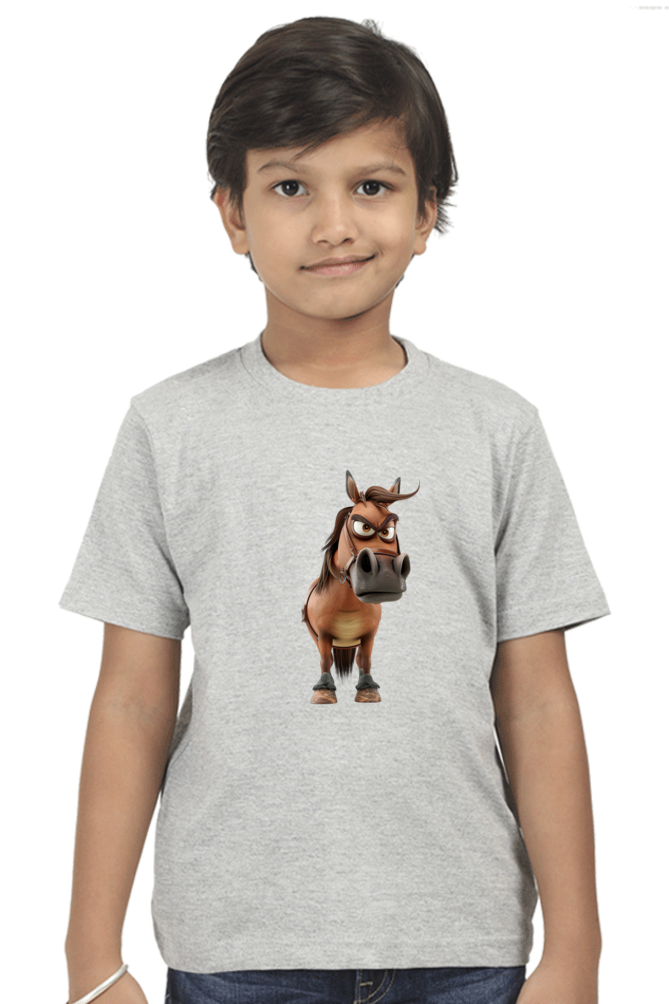 Grumpy Horse Boys T-shirt - Grey Melange / 5Yrs