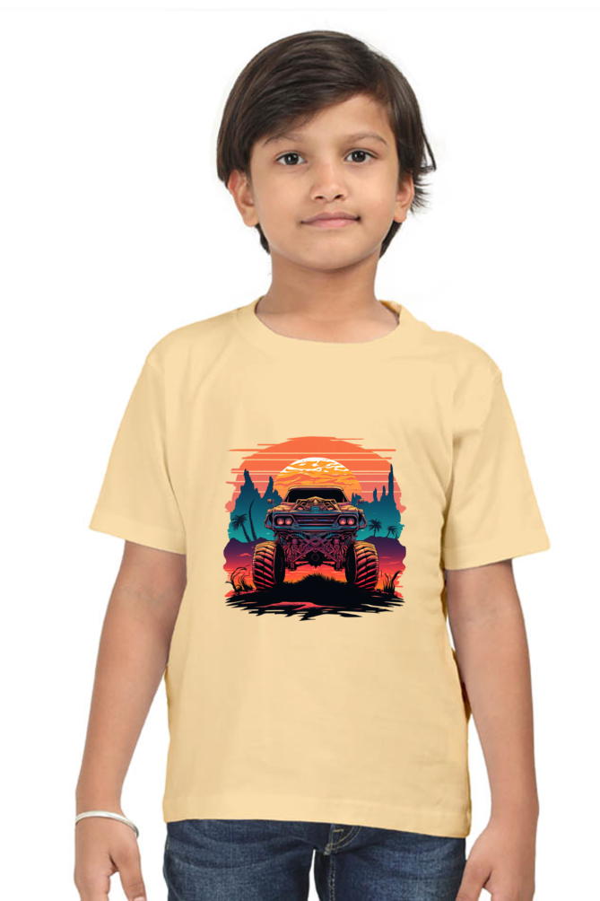 Vintage Monster Car Boys T-Shirt - Beige / 5Yrs