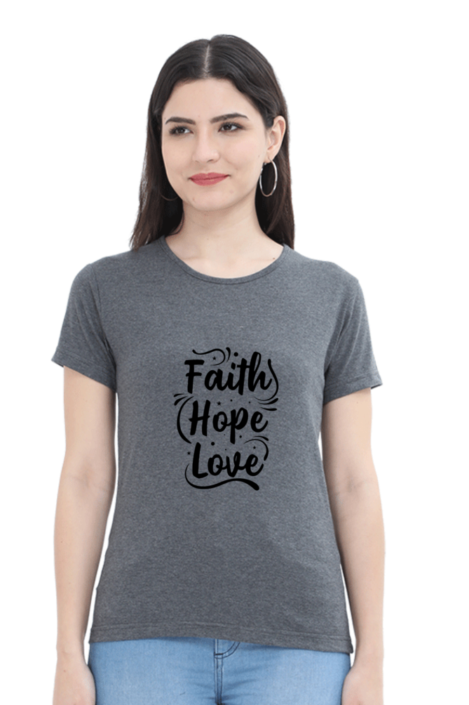 Faith Hope Love Women’s T-Shirt - Charcoal Melange / S