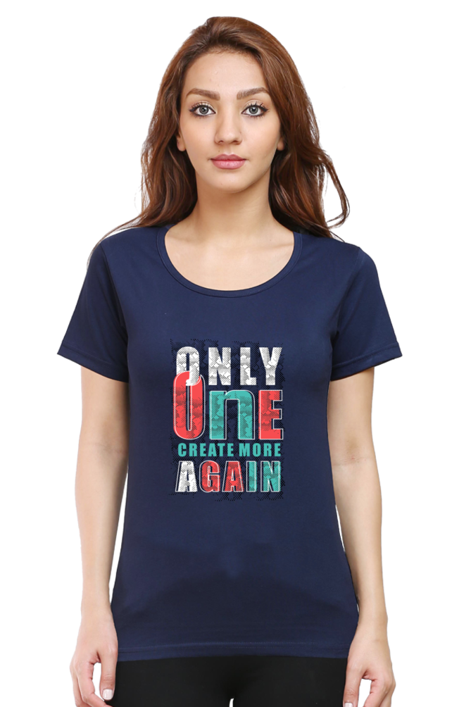 Only One Create More Again Women’s T-shirt - Navy Blue / XS