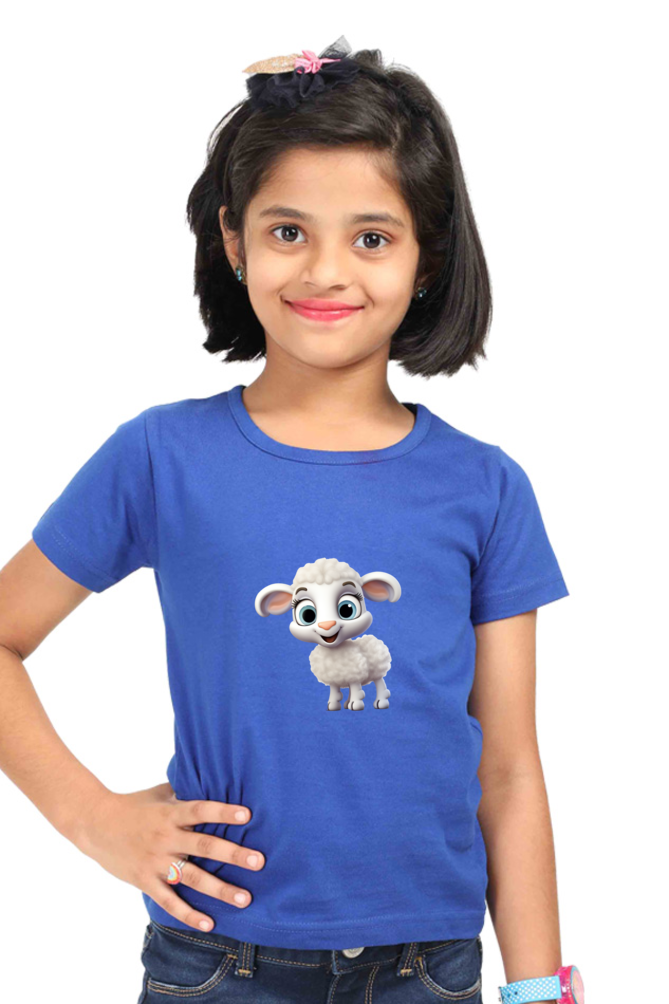 Happy Sheep Girls T-Shirt - Royal Blue / 5Yrs