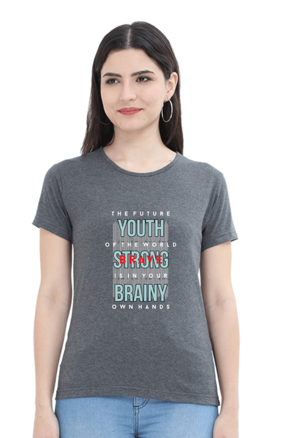 The Future Of The World Is In Your Hands Women’s T-shirt - Charcoal Melange / S