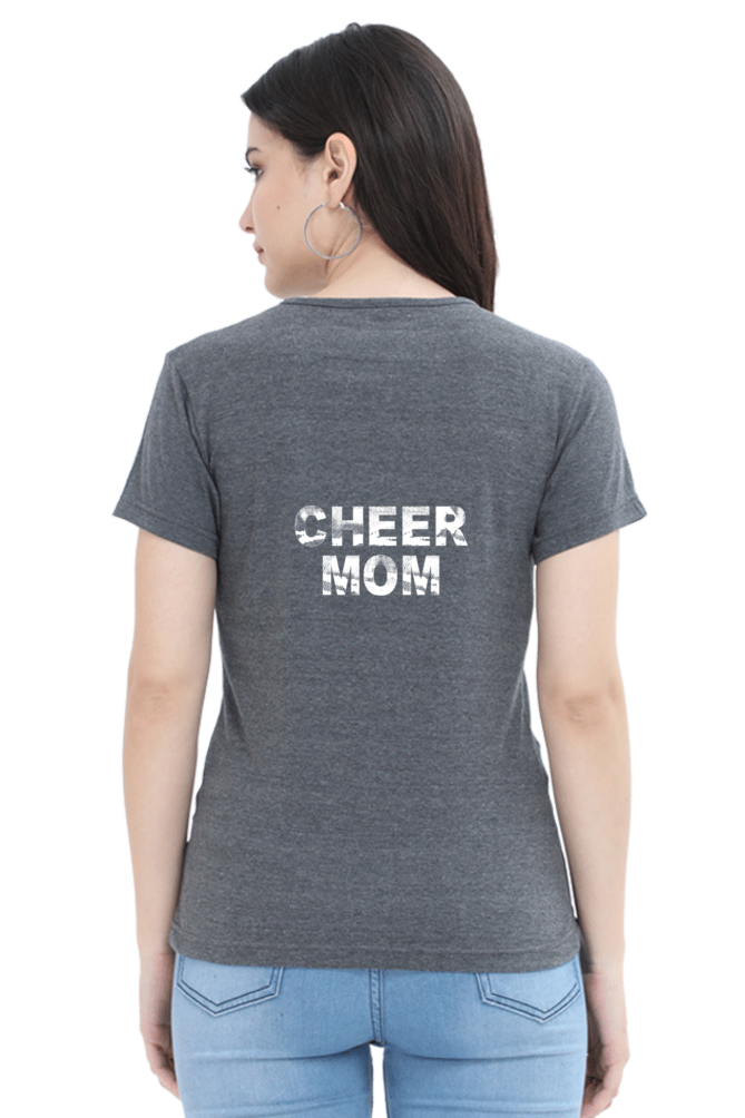 cheer mom printed t shirt for women grey color