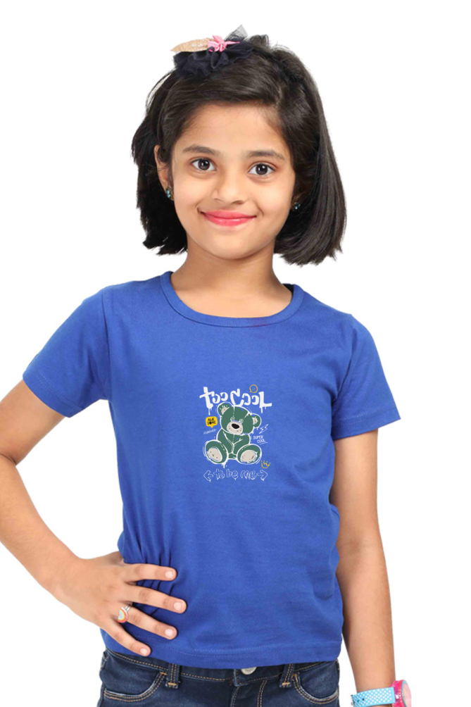  printed  blue color cotton t shirt for kids girls