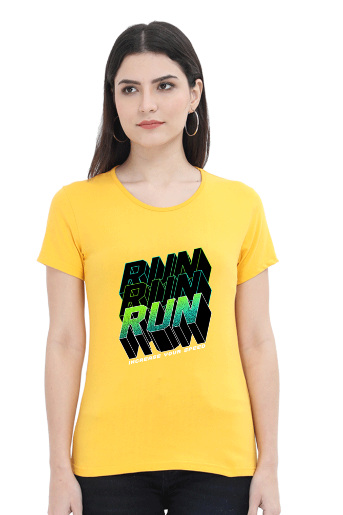 Run Run Run Women’s T-shirt - Golden Yellow / L