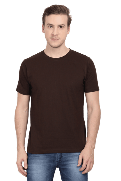 Round Neck Half Sleeve Classic - Coffee Brown / L - plains