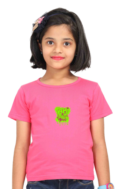 single print pink color cotton t shirt for kids girls