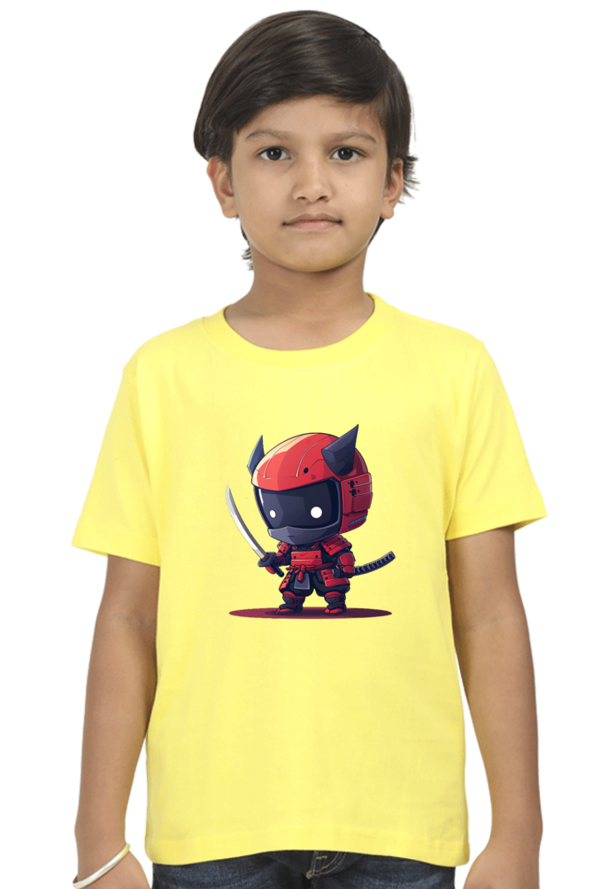 t shirt for kid boy samurai yellow color