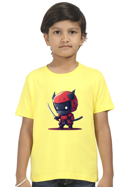 t shirt for kid boy samurai yellow color