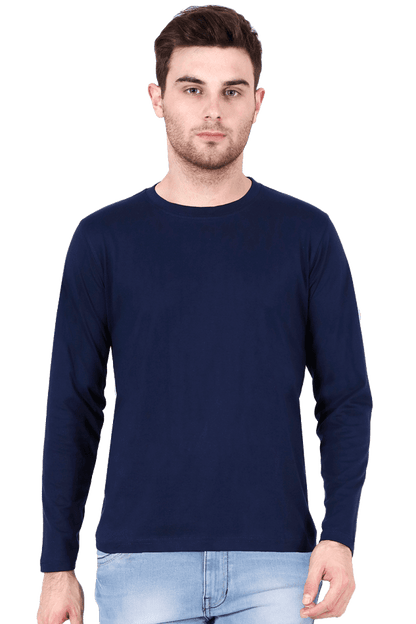 Round Neck Full Sleeve - Navy Blue / S - plains