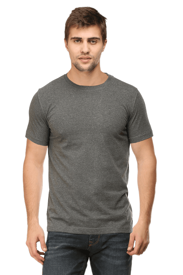 Round Neck Half Sleeve Classic - Charcoal Melange / L - plains