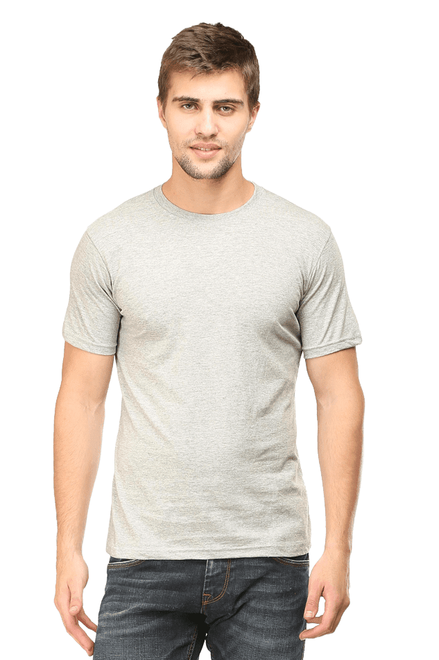 Round Neck Half Sleeve Classic - Grey Melange / L - plains