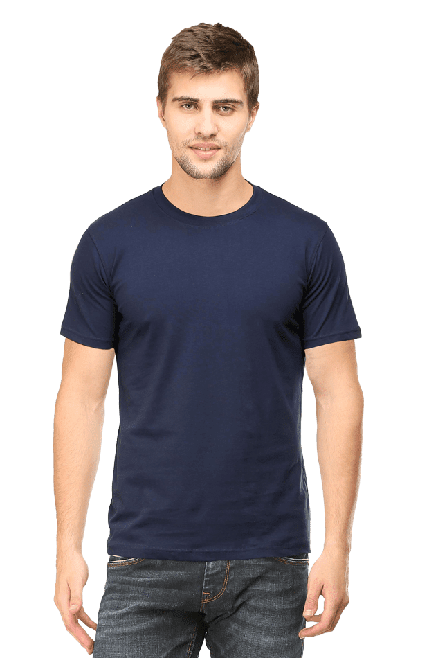 Round Neck Half Sleeve Classic - Navy Blue / L - plains