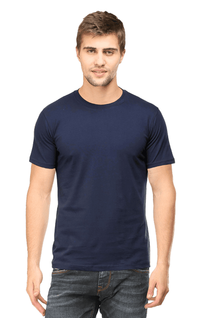 Round Neck Half Sleeve Classic - Navy Blue / L - plains