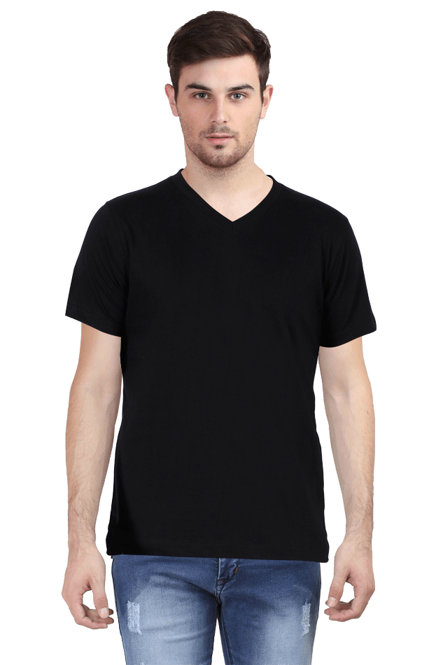 Vneck Half Sleeve  color t shirt  black