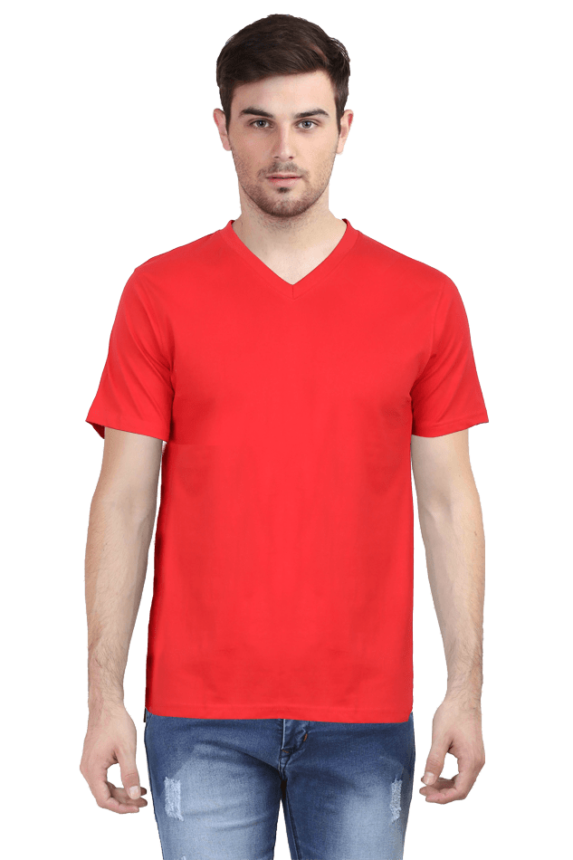 Vneck Half Sleeve  color t shirt  red