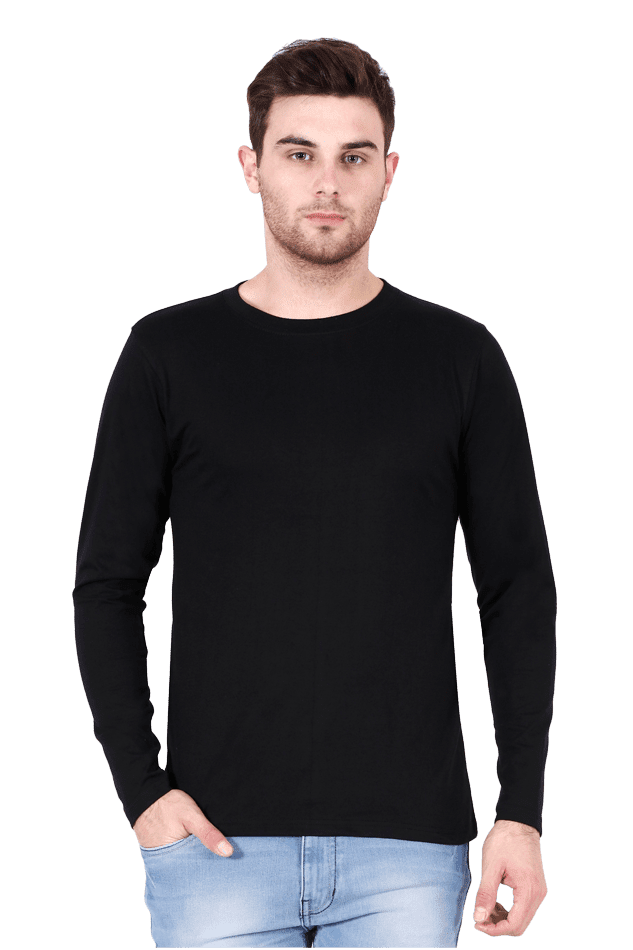 Round Neck Full Sleeve - Black / S - plains