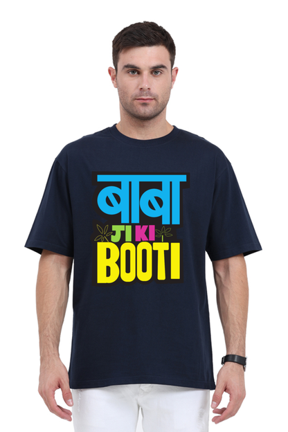 oversized t shirt with Hindi text navy blue  color