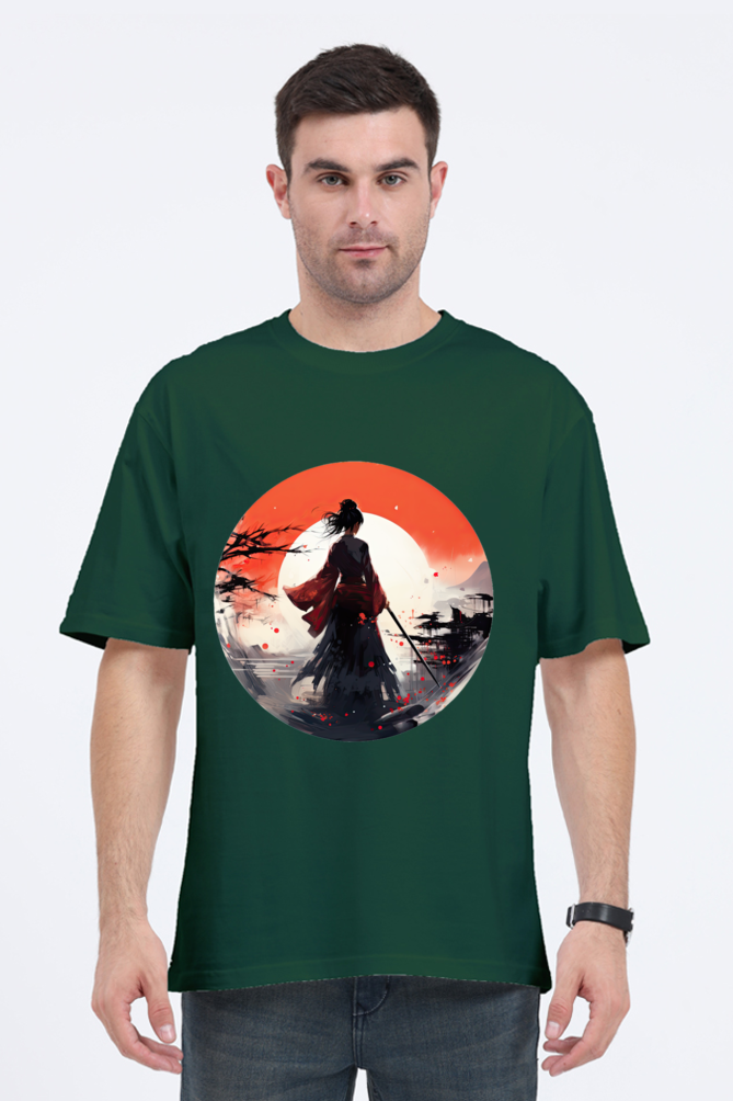 Samurai Series 2 Unisex Oversized T-shirt - Bottle Green / XXL