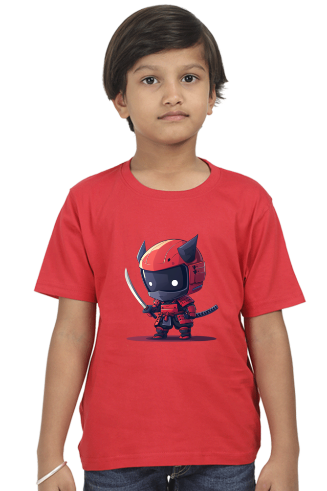 t shirt for kid boy samurai light red color