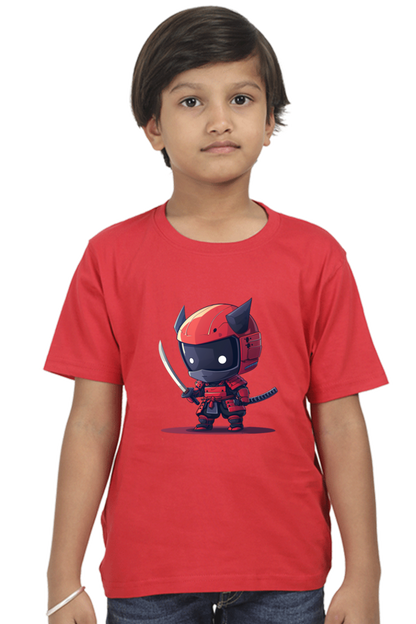 t shirt for kid boy samurai light red color