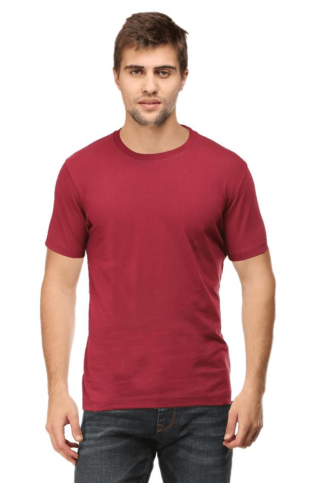 Round Neck Half Sleeve Classic - Maroon / L - plains