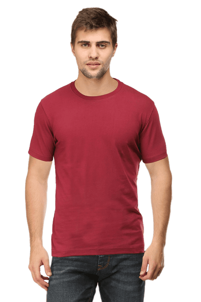 Round Neck Half Sleeve Classic - Maroon / L - plains