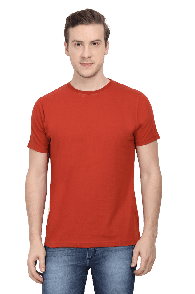 Round Neck Half Sleeve Classic - Brick Red / L - plains