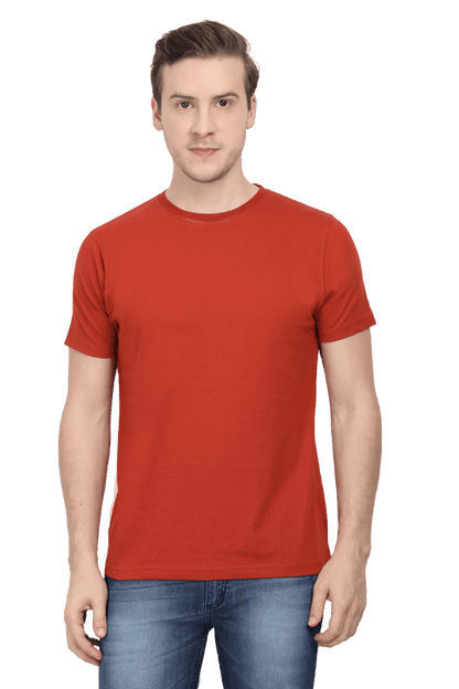 Round Neck Half Sleeve Classic - Brick Red / L - plains