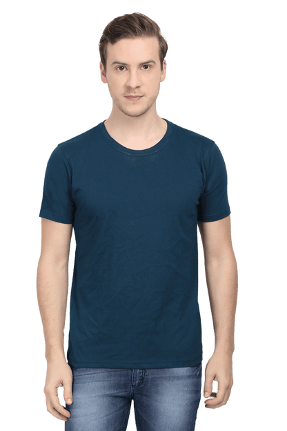 Round Neck Half Sleeve Classic - Petrol Blue / L - plains